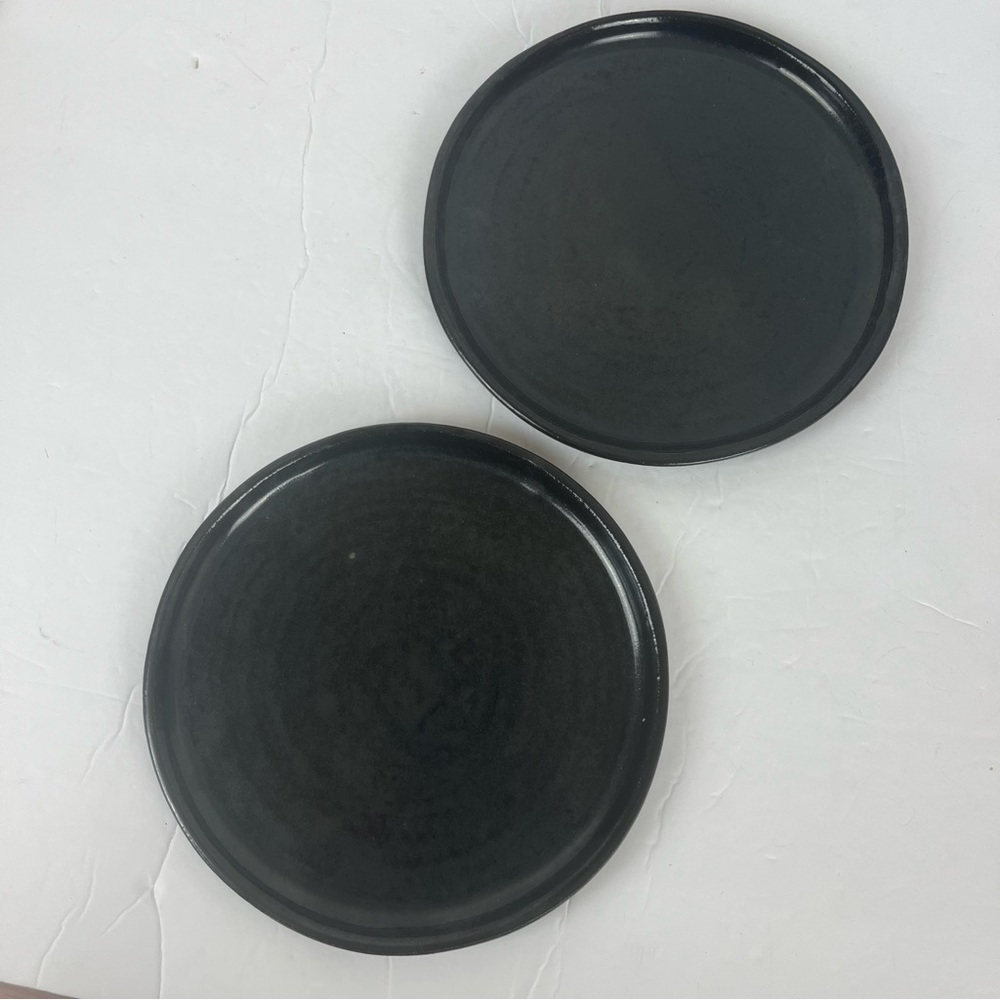 Watson Pottery Tipp City Ohio small 10” plates/chargers in dark charcoal